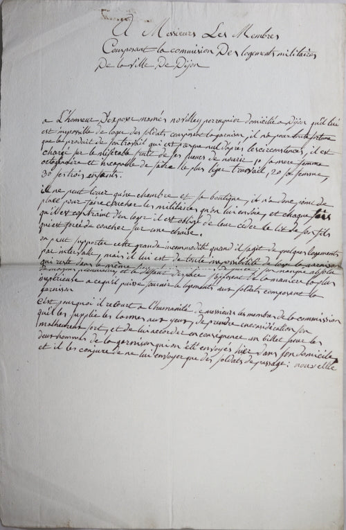 1814 Dijon, un perruquier ne put loger des soldats de la garnison