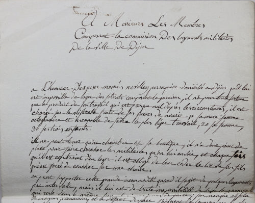 1814 Dijon, un perruquier ne put loger des soldats de la garnison