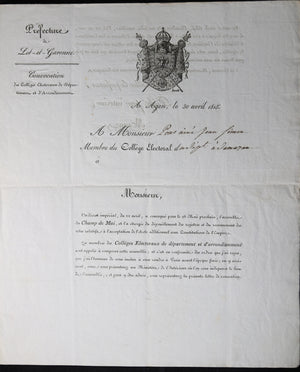 1815 Cent Jours convocation College Electoraux, Lot et Garonne