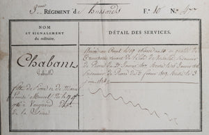 1815 Relevé de Service 3eme Régiment de Hussards (Restauration)