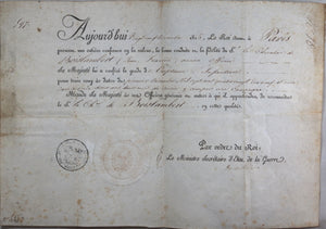 1815 grade de Captaine d’Infanterie par le Duc de Feltre (Louis XVIII)