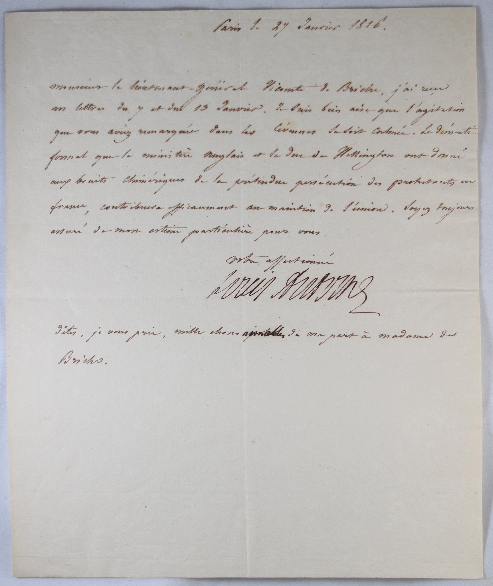 1816 lettre Duc d’Angoulême persécution Protestants Cévennes