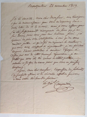 1819 France général Campredon à un juge de la paix Gard