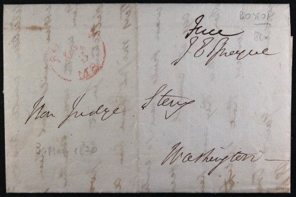 1820 letter from Boston to Supreme Court Judge Story Washington D.C.