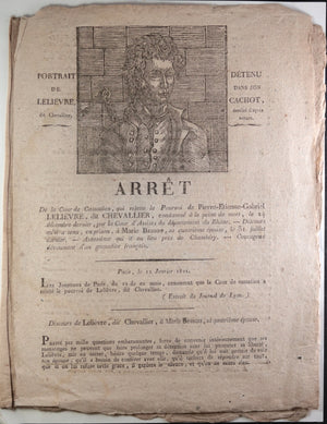 1821 Lyon France document peine de mort pour Pierre-Etienne-Gabriel Lelievre