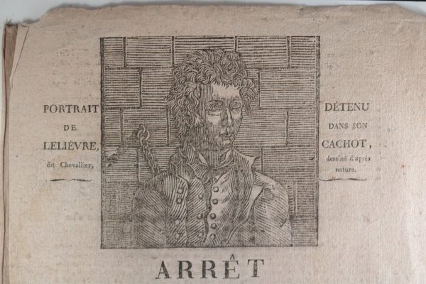 1821 Lyon France document peine de mort pour Pierre-Etienne-Gabriel Lelievre