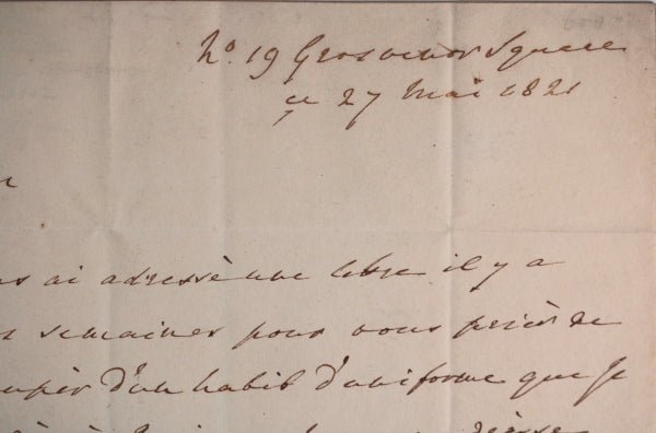 1821 letter Lord Whitworth to Paris tailor, suit for Coronation