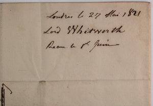 1821 letter Lord Whitworth to Paris tailor, suit for Coronation