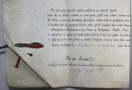 1823 Louis XVIII Déclaration de Naturalité pour Sr. Charret de Savoie
