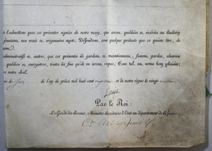 1823 Louis XVIII Déclaration de Naturalité pour Sr. Charret de Savoie