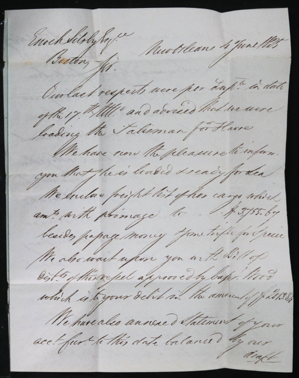 1825 New Orleans, to Boston merchant Silsby about ship to France