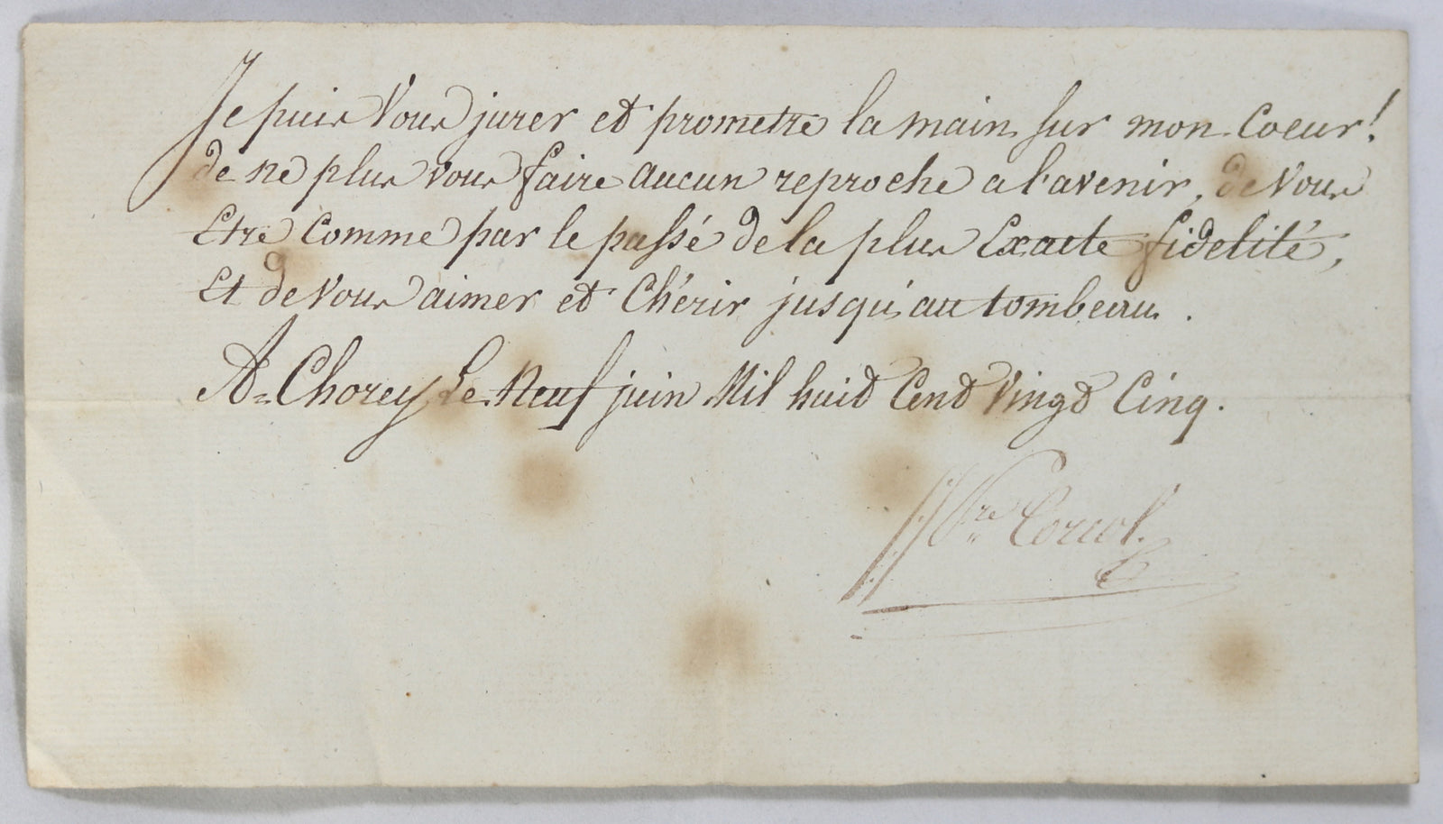 1825 petite déclaration d’amour et fidélité (France)