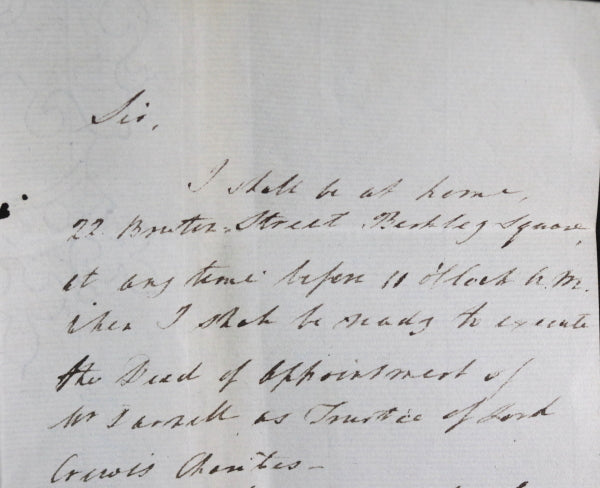 1826 London UK Richard Prosser Archdeacon Durham, Lord Crewe Charity