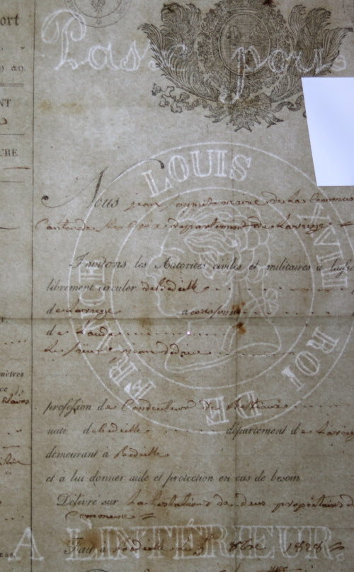 1828 passeport pour un cultivateur, département l’Ariège