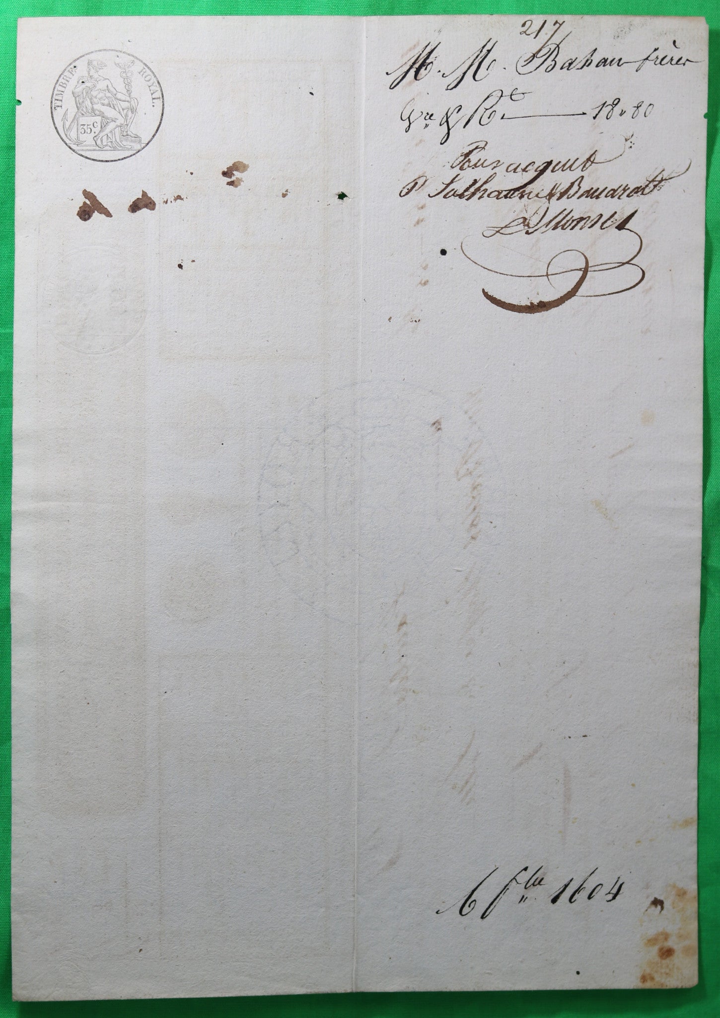 1829 Paris bon de roulage pour étoffes de Lille vers Bordeaux
