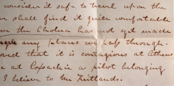 1832 letter from Greenville New York, travel by stage/wagon, Cholera!
