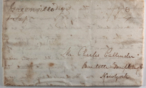 1832 letter from Greenville New York, travel by stage wagon, Cholera!