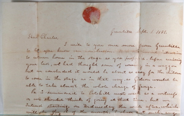 1832 letter from Greenville New York, travel by stage/wagon, Cholera!
