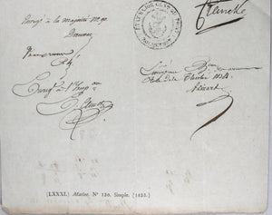 1834 lettre du Major Général Port de Rochefort – ordre d’embarquement