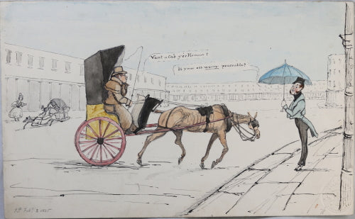 1835 watercolour caricature Lord Brougham (?), by John Paget  (UK)