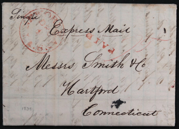 1838 New Orleans letter saddlery store to manufacturer Hartford Ct