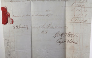 1839 UK Falmouth expenses for Captain and merchant ship Gallias Minerva