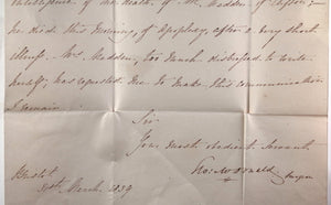 1839 UK letter from Bristol to Sir Fred Madden British Museum London