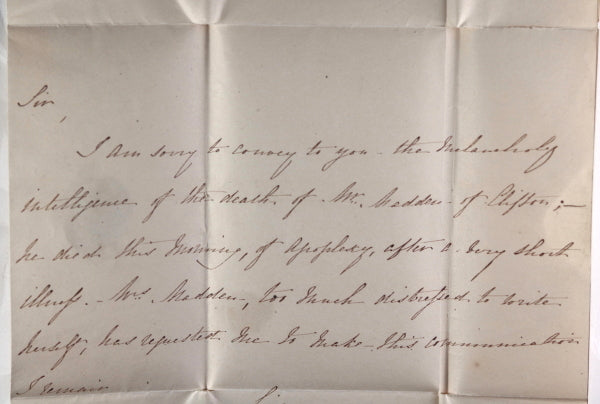 1839 UK letter from Bristol to Sir Fred Madden British Museum London