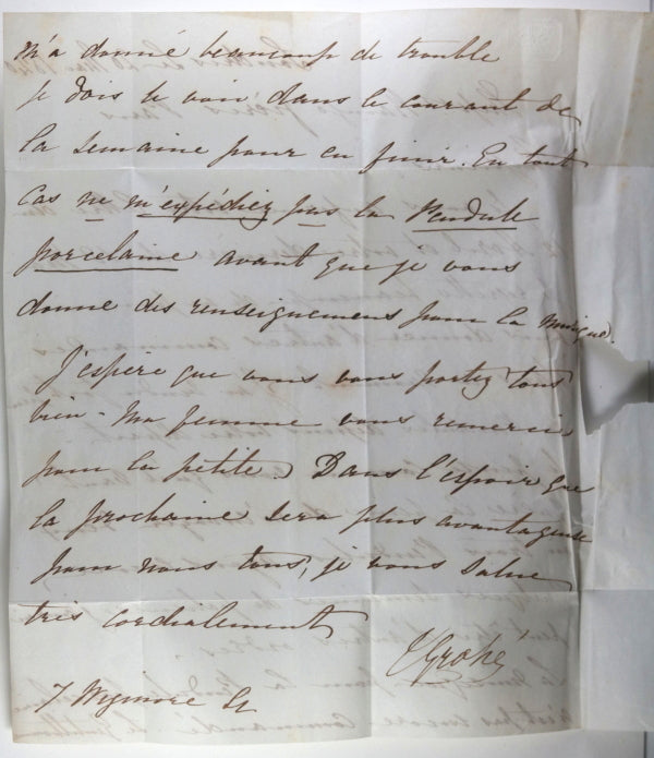 1840 London UK, 2 letters to clockmaker Raingo in Paris