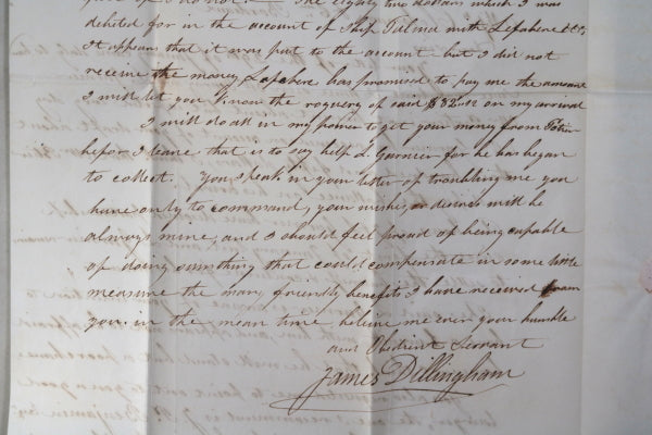 1843 New Orleans letter to Bordeaux wine merchant in France