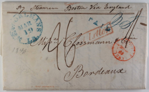 1843 New Orleans letter to Bordeaux wine merchant in France