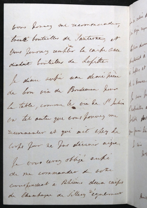 1844 letter Sir William Temple, British Minister Naples, wine order