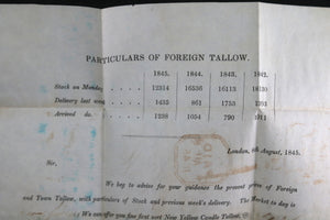 1845 London UK letter to Hertfordshire, prices of tallow