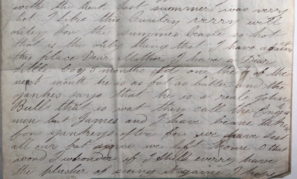 1847 New York City, letter from daughter  to mother in England