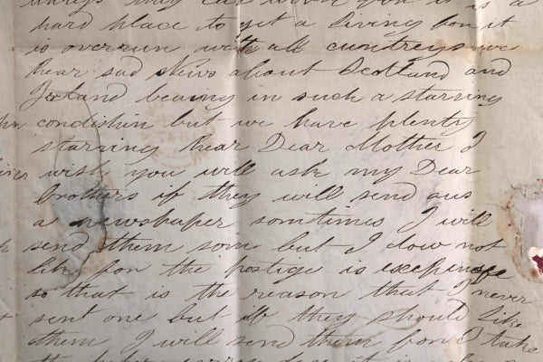 1847 New York City, letter from daughter  to mother in England