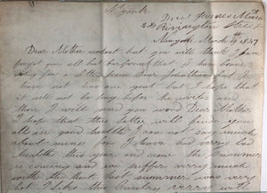 1847 New York City, letter from daughter  to mother in England
