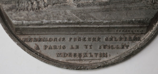 1848 Paris médaille cérémonie funèbre pour victimes Journées de Juin