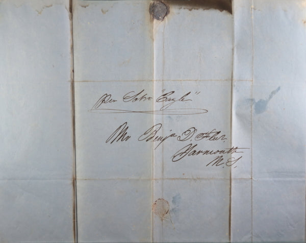 1850 Schooner letter Boston to Yarmouth N.S. re shipment springs