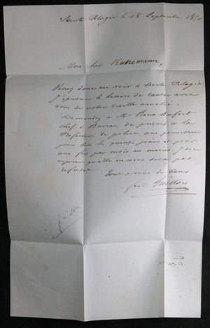 1850 lettre Ferdinand Guillon, prisonnier politique Ste Pélagie Paris