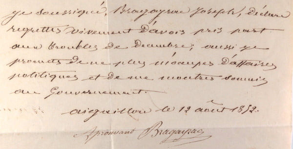 1852 France Lot-et-Garonne) grâce pour Républicain (coup d’État 1851)
