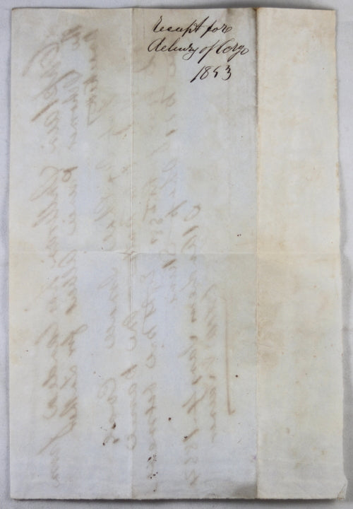 1854 receipt for cargo unloaded from schooner in St Andrews N.B.