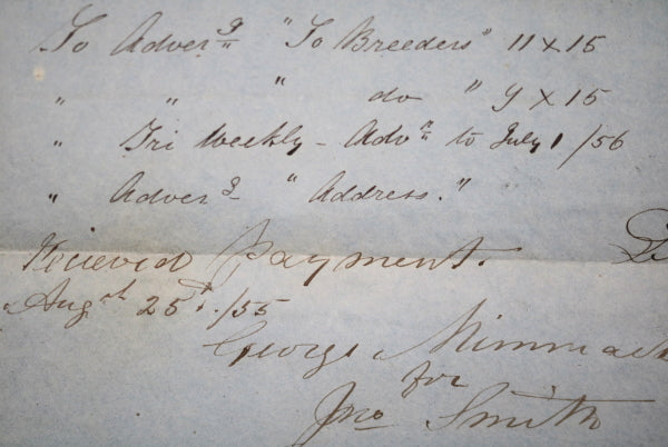 1855 Province of Canada, payment advertisements in 'Guelph Advertiser'