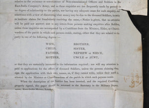 1855 UK London letter inquiry soldier serving with East-India Company