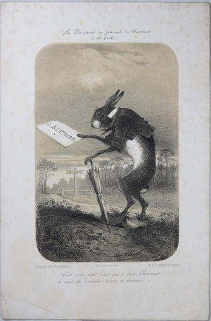 1855 gravure avec souhaits 'Bonne Année', Journal des Chasseurs