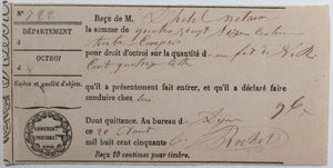 1856 France deux documents transport de vin région de Bordeaux