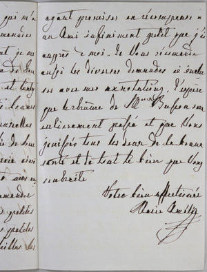 1857 lettre de Marie-Amélie de Bourbon, épouse du Roi Louis Philippe