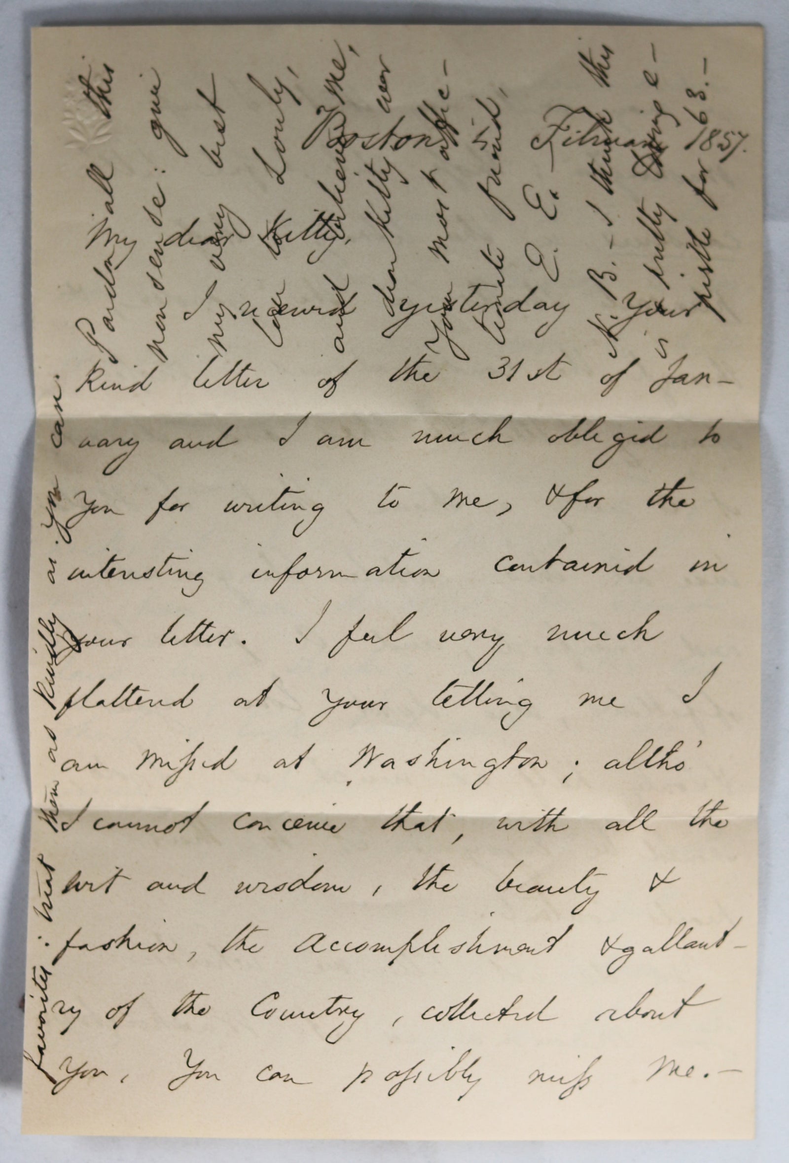 1857 personal letter from Edward Everett, famed politician and orator
