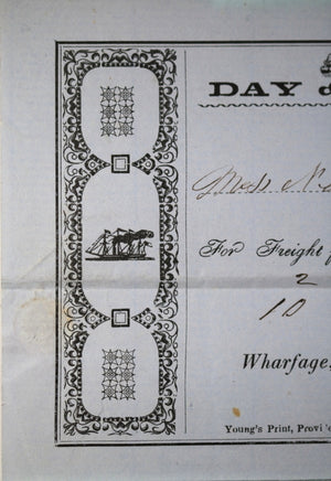 1858 shipping receipt Baltimore to Providence, whiskey & tobacco