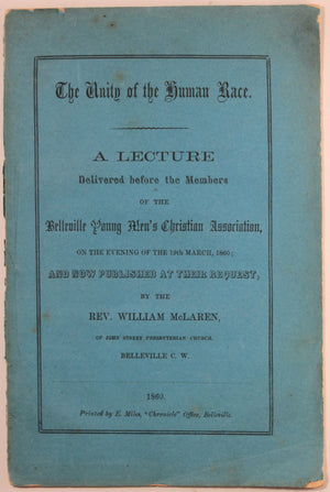 1860 pamphlet ‘The Unity of the Human Race’ Belleville Canada
