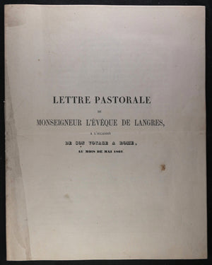 1862 France, pamphlet ‘Lettre pastorale Monseigneur Evêque Landres'